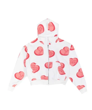 Zip Up Cropped Candy Heart Hoodie